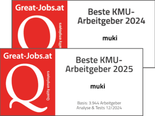 Siegel: muki ist Top-Arbeitgeber 2024 unter den österreichischen KMU